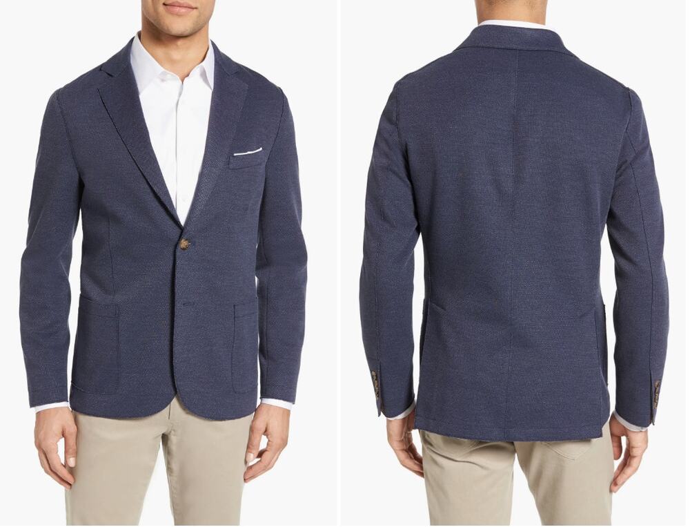Eleventy Slim Fit Jersey Sport Coat in Denim Mens 52R EU